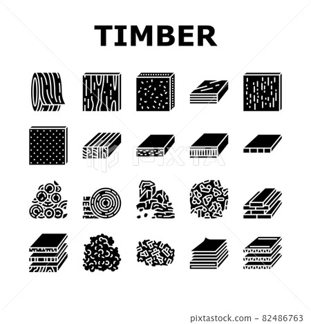 Timber Wood Industrial Production Icons Set Vector Timber Wood Industrial Production Icons Set Vector 82486763