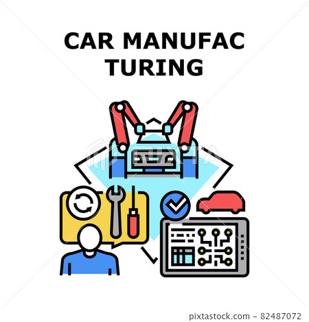 Car Manufacturing Plant Concept Color Illustration Car Manufacturing Plant Concept Color Illustration 82487072