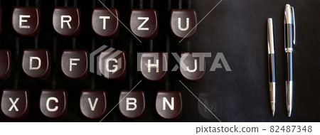 black luxury pen and button of type writer media business banner background black luxury pen and button of type writer media business banner background 82487348