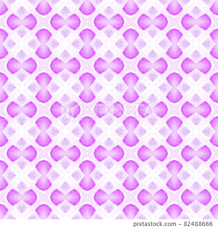 Tiled watercolor background. Purple pleasing boho chic summer design. Textile ready surprising print, swimwear fabric, wallpaper, wrapping. Hand painted tiled watercolor border. 82488666