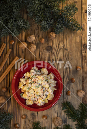 Traditional Czech Christmas potato salad 82490606