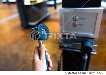 Audio guide device telling about the object in the selected language Audio guide device telling about the object in the selected language 82491722