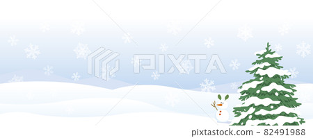雪和杉樹 82491988