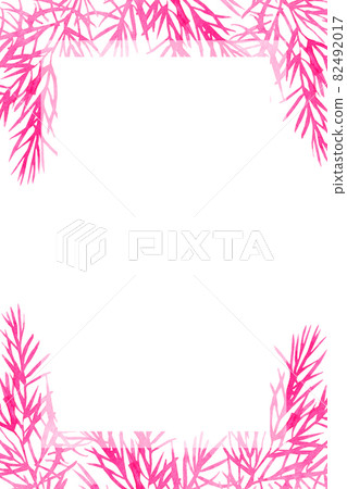 Watercolor winter greeting card with pink coniferous branches Watercolor winter greeting card with pink coniferous branches 82492017