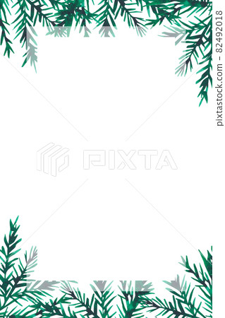 Watercolor winter greeting card with green coniferous branches 82492018