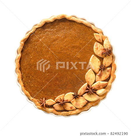 American Pumpkin pie for Thanksgiving Day isolated on white. American Pumpkin pie for Thanksgiving Day isolated on white. 82492190