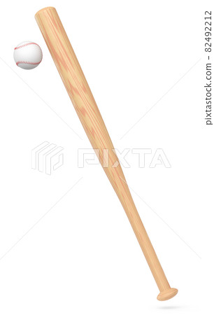 Wodoen professional softball or baseball bat and ball isolated on white. Wodoen professional softball or baseball bat and ball isolated on white. 82492212