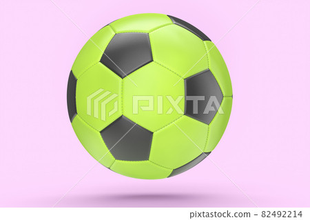 Green soccer or football ball isolated on pink background Green soccer or football ball isolated on pink background 82492214