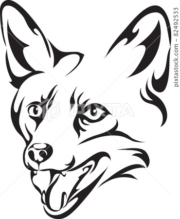 Fox, portrait, black, line Fox, portrait, black, line 82492533