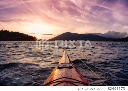 Sea Kayak paddling in the Pacific Ocean. Sea Kayak paddling in the Pacific Ocean. 82493575