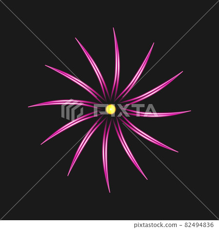 Neon bright flower on black background. Glowing electric sign. Vector Illustration. 82494836