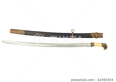 Cossack saber and scabbard isolated on white background. Cossack saber and scabbard isolated on white background. 82495854