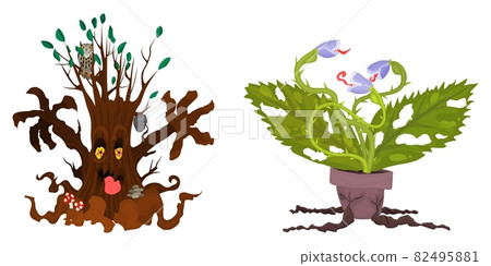 halloween tree and bush potted characters flat new halloween tree and bush potted characters flat new 82495881
