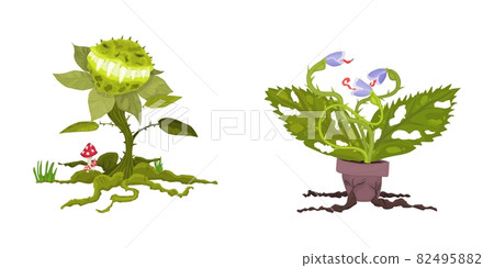 monsters plants for halloween holiday. flat style monsters plants for halloween holiday. flat style 82495882