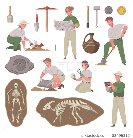 Archaeology Cartoon Icon Set 82496213
