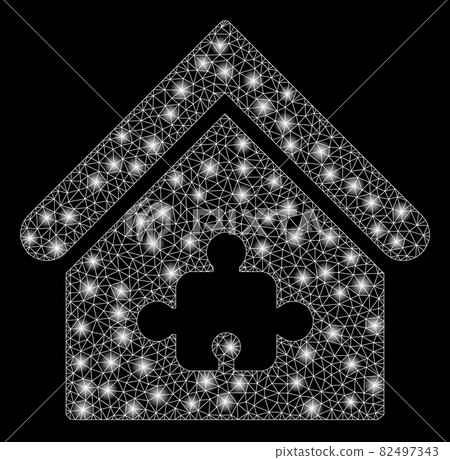 Bright Mesh 2D Puzzle Building with Flare Spots Bright Mesh 2D Puzzle Building with Flare Spots 82497343