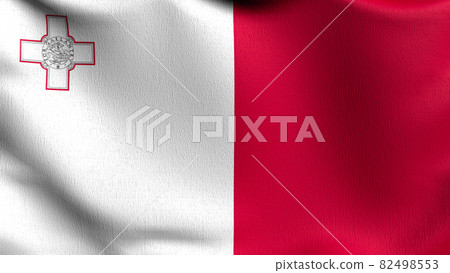 Malta flag blowing in the wind. 3D rendering illustration of waving sign. 82498553