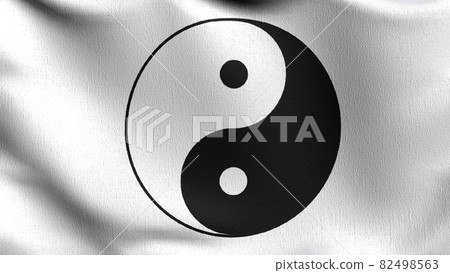 Yin and Yang. Chinese symbol blowing in the wind. 3D rendering illustration of waving sign. Contrast Yin and Yang. Chinese symbol blowing in the wind. 3D rendering illustration of waving sign. Contrast 82498563