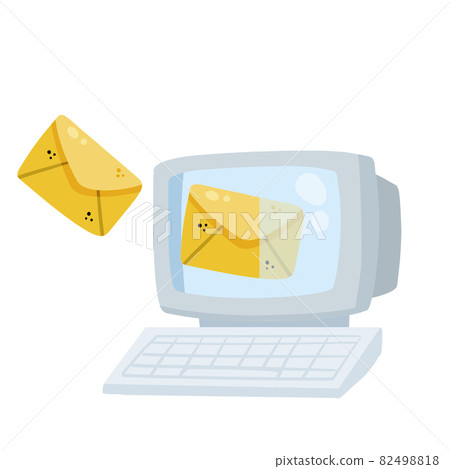 Retro computer. Sending and receiving an email. Retro computer. Sending and receiving an email. 82498818