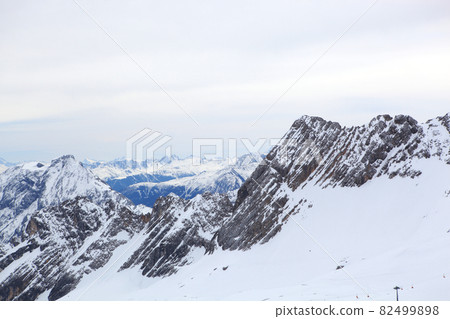 Snow covered mountain peak winter 82499898