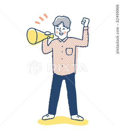 A man cheering with a megaphone 82499966