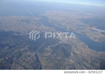 Aerial view of the Strait of Porporus, Istanbul, Turkey ・ From the flight Aerial view of the Strait of Porporus, Istanbul, Turkey ・ From the flight 82501217