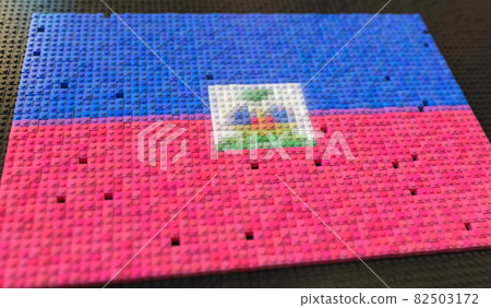 Toy bricks form flag of Haiti, conceptual 3d rendering 82503172