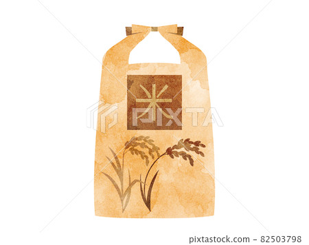 帶有米袋圖像的插圖（水彩風格處理） 82503798