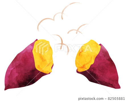 其他烤紅薯插畫（水彩處理風格） 82503881