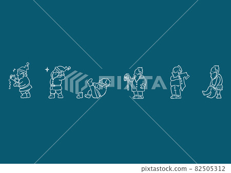Santa's pattern material to change clothes Blue background line drawing 82505312