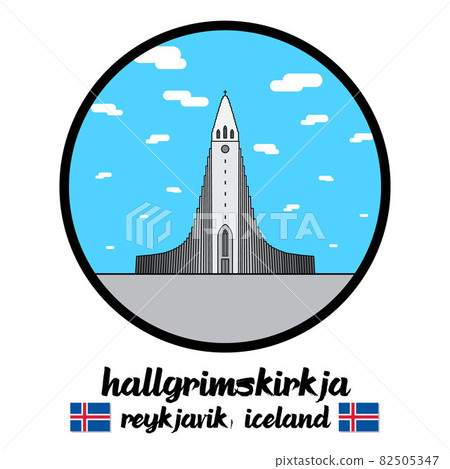 Circle icon Hallgrimskirkja. vector illustration Circle icon Hallgrimskirkja. vector illustration 82505347