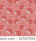 刺猬插畫圖案紅色 82507494