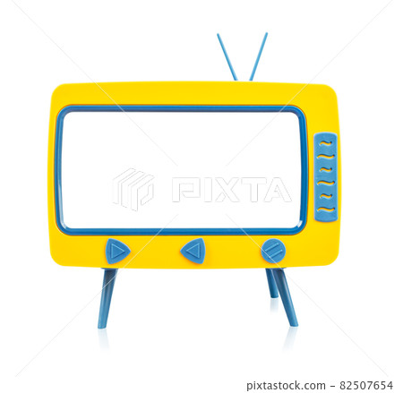 Vintage Miniature Toy Television isolated on white background. Vintage Miniature Toy Television isolated on white background. 82507654
