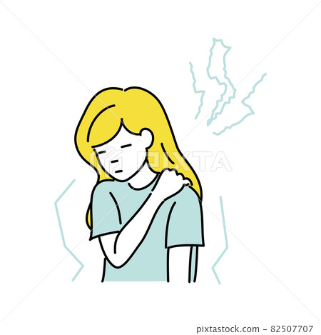 一個肩膀僵硬的女人的插圖 一個肩膀僵硬的女人的插圖 82507707