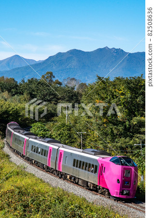 JR Hokkaido Kiha 261 series Hamanasu formation Hidaka Mountains back vertical position photo JR Hokkaido Kiha 261 series Hamanasu formation Hidaka Mountains back vertical position photo 82508636