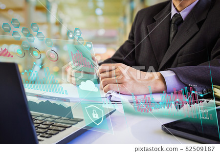 Stock market or forex trading graph and candlestick chart suitable for financial investment concept. Economy trends background for business idea and all art work design. Abstract finance background. Stock market or forex trading graph and candlestick chart suitable for financial investment concept. Economy trends background for business idea and all art work design. Abstract finance background. 82509187