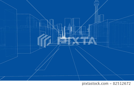 Vector 3d urban landscape. Buildings and roads - Stock Illustration ...