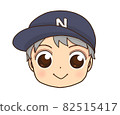 一個快樂的棒球男孩的臉 82515417