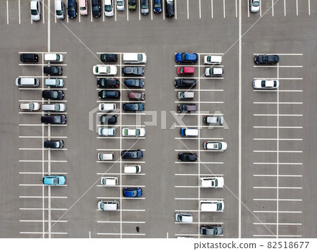 View of the parking lot from the sky as seen from the bird's eye View of the parking lot from the sky as seen from the bird's eye 82518677