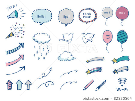 Handwritten speech bubble, arrow set 82520564