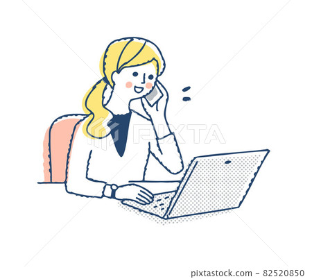 一個女人在做案頭工作時打電話 一個女人在做案頭工作時打電話 82520850