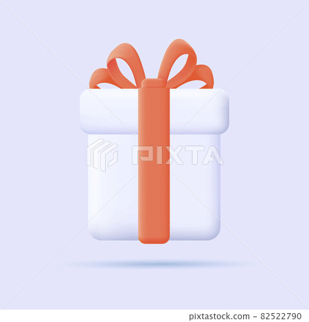 3d illustration of white gift box with red... - Stock Illustration ...