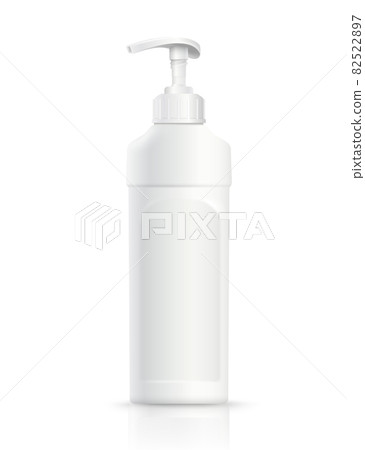 White square plastic bottle with pump for gel, lotion, cream bath foam cosmetic for beauty or healthy product.Isolated on white background. White square plastic bottle with pump for gel, lotion, cream bath foam cosmetic for beauty or healthy product.Isolated on white background. 82522897