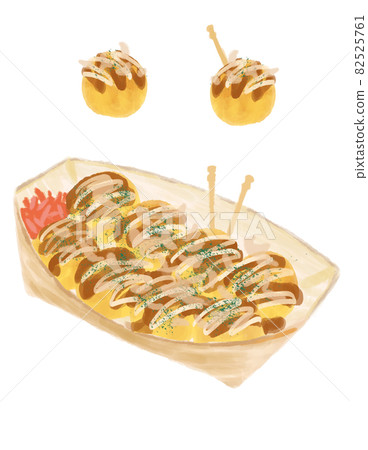 Casual touch Illustration set of Osaka's famous takoyaki 82525761