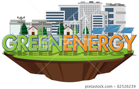 Green energy generated by wind turbine and solar panel 82526239