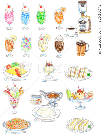 Various menus of retro coffee shops 82526272