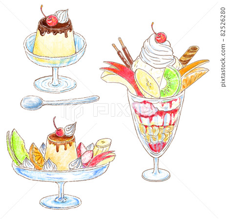 Retro coffee shop dessert sweets 82526280