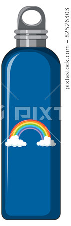 A blue thermo bottle with rainbow pattern 82526303