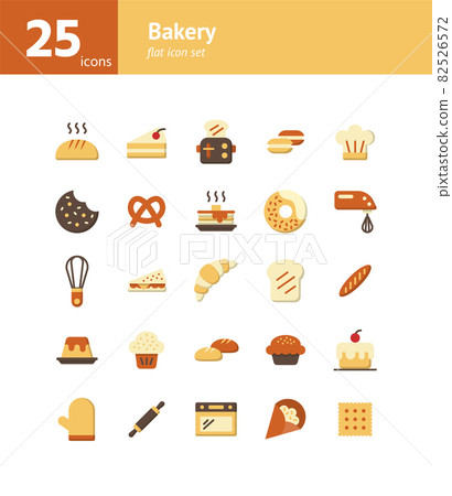 Bakery flat icon set. Vector and Illustration. Bakery flat icon set. Vector and Illustration. 82526572