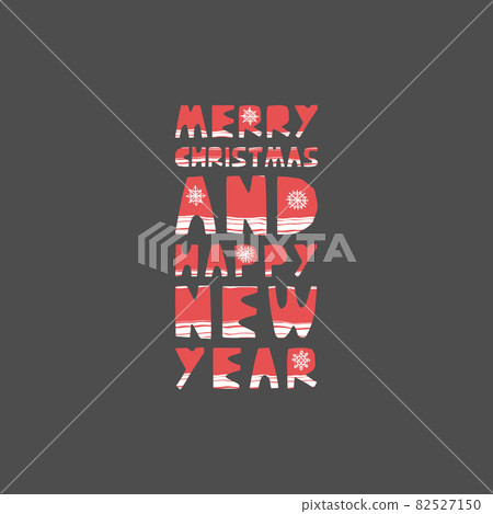 Christmas and New Year elements with lettering. Vector flat design with texture Christmas and New Year elements with lettering. Vector flat design with texture 82527150